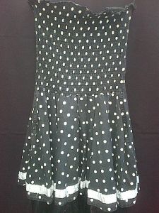 Adult Female Costumes to Hire - black & white polka dot dress